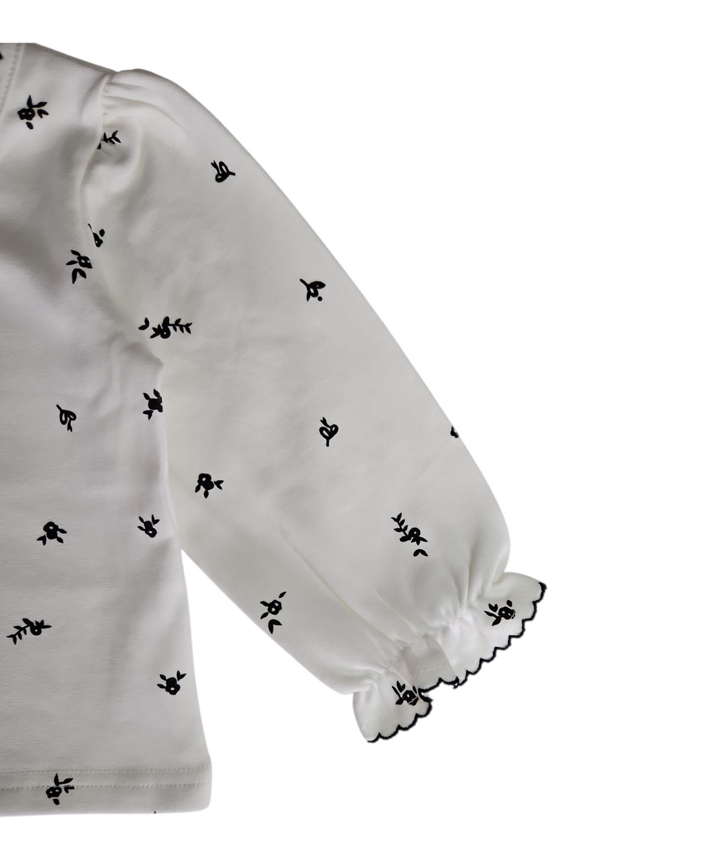 Haut bébé fille manches longues en coton – Motif fleuri