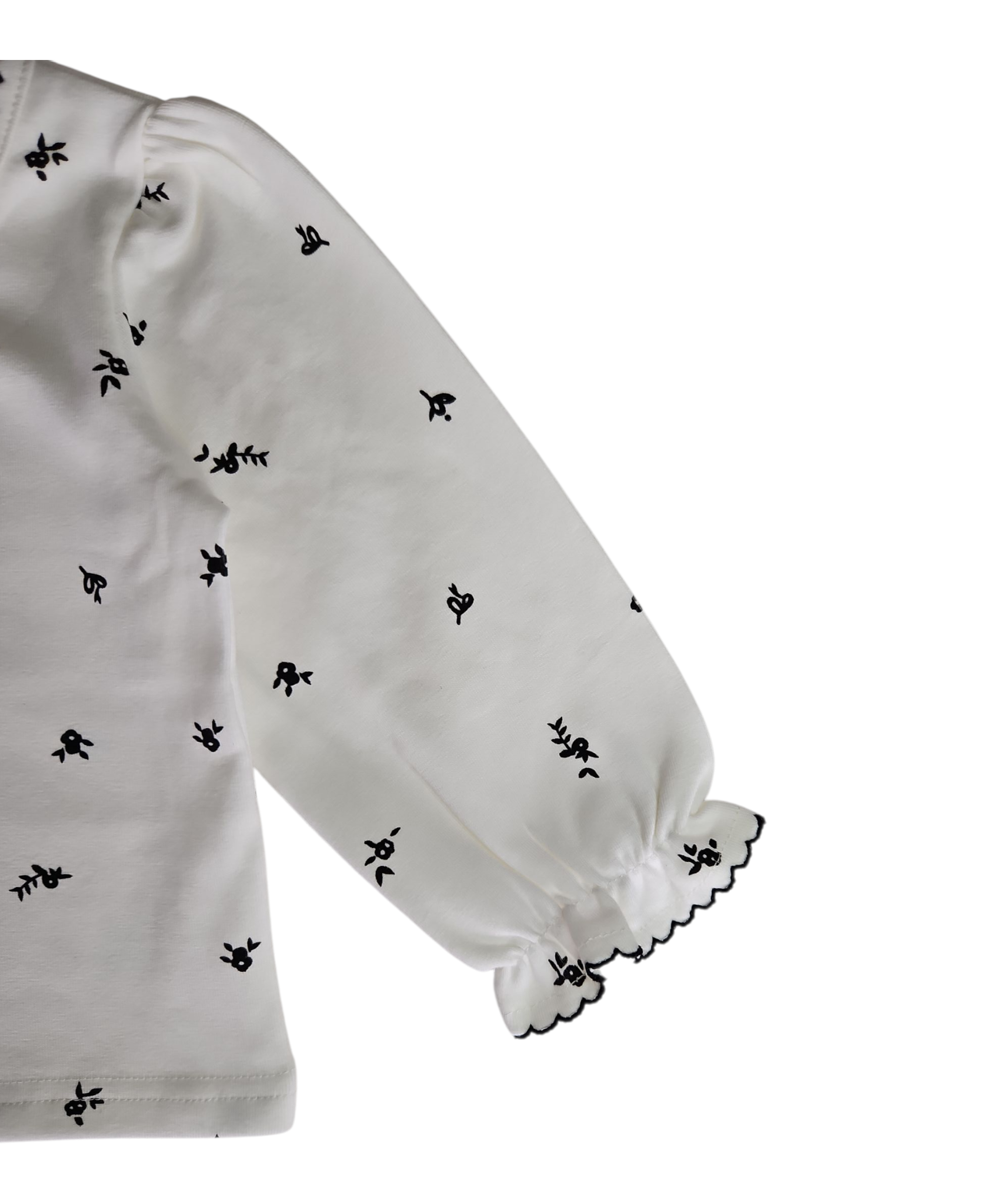 Haut bébé fille manches longues en coton – Motif fleuri