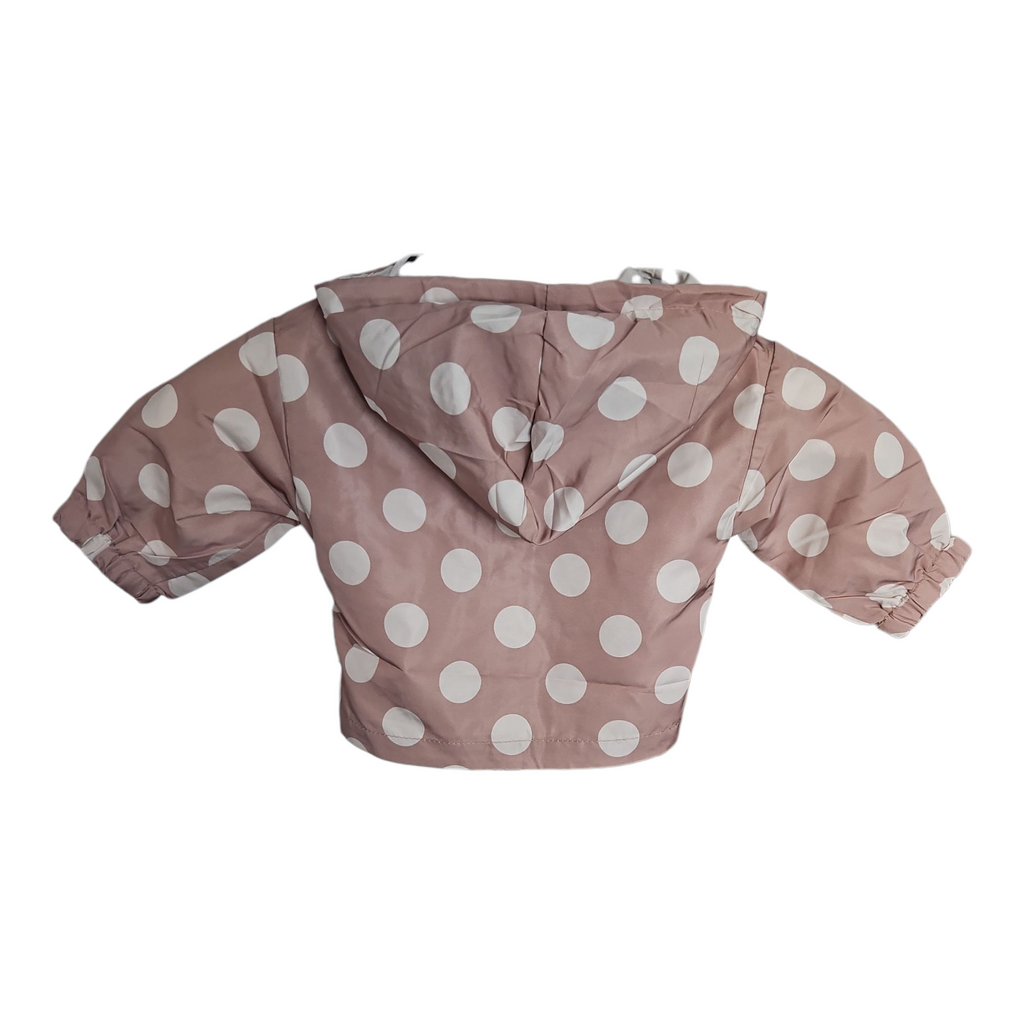 Imperméable fin bébé mixte – Marron à pois beiges – Capuche & boutons