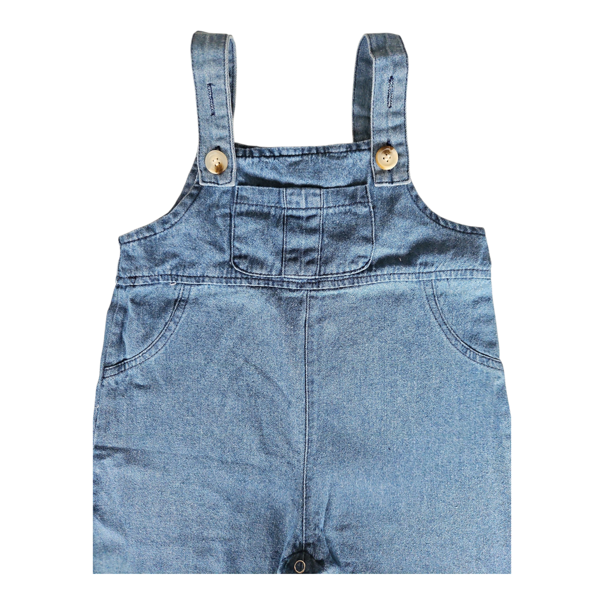 Ensemble bébé fille en coton denim – Boutons pression & froufrous chevilles
