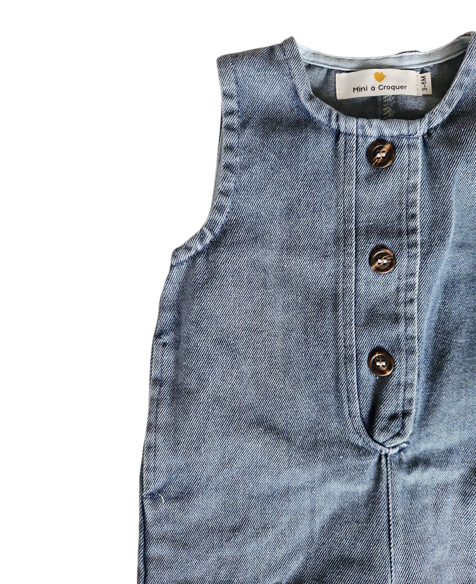 Salopette bébé mixte en denim – Ouverture 3 boutons