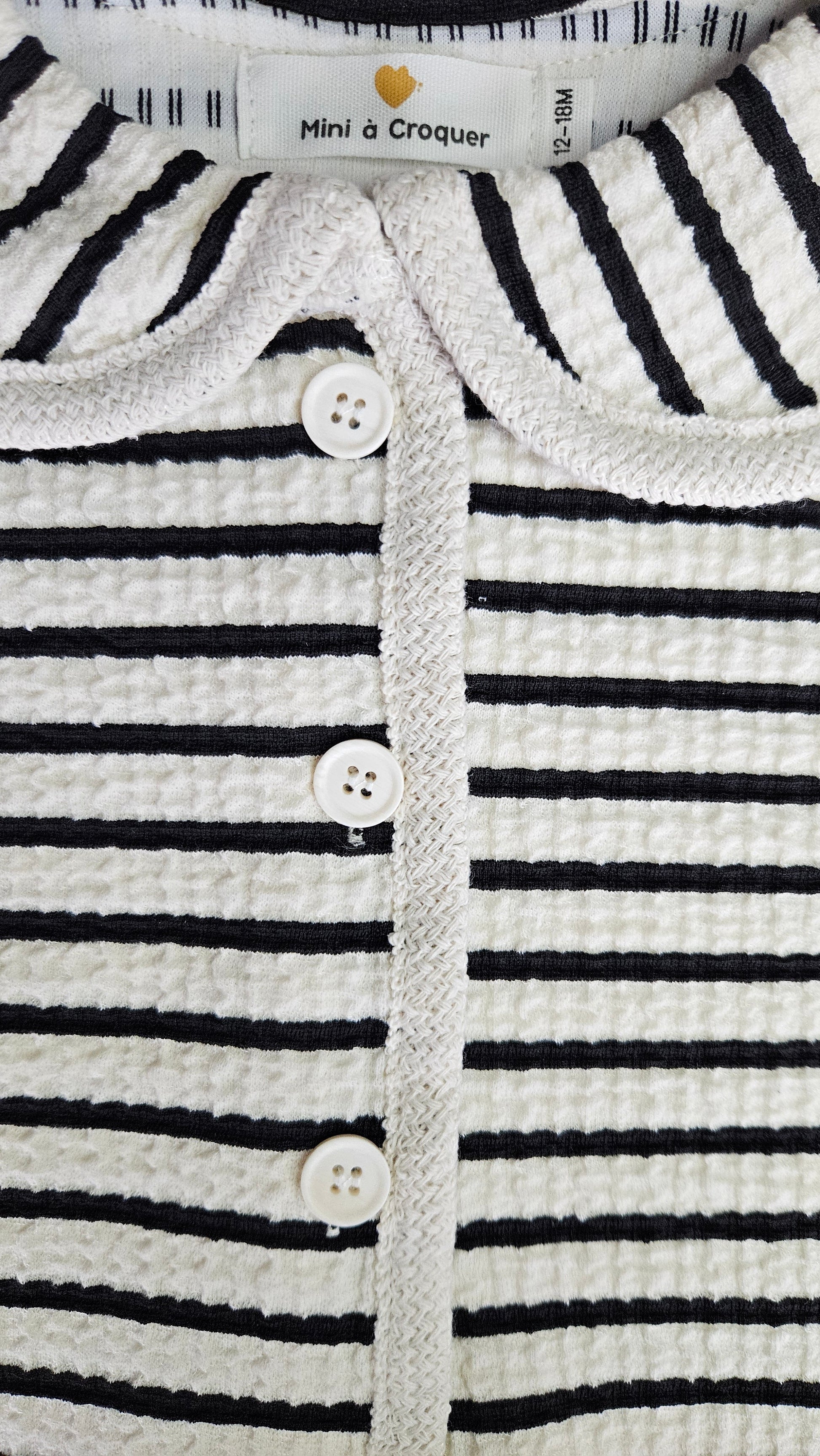 Ensemble bébé fille à rayures – Haut à boutons & pantalon élastique