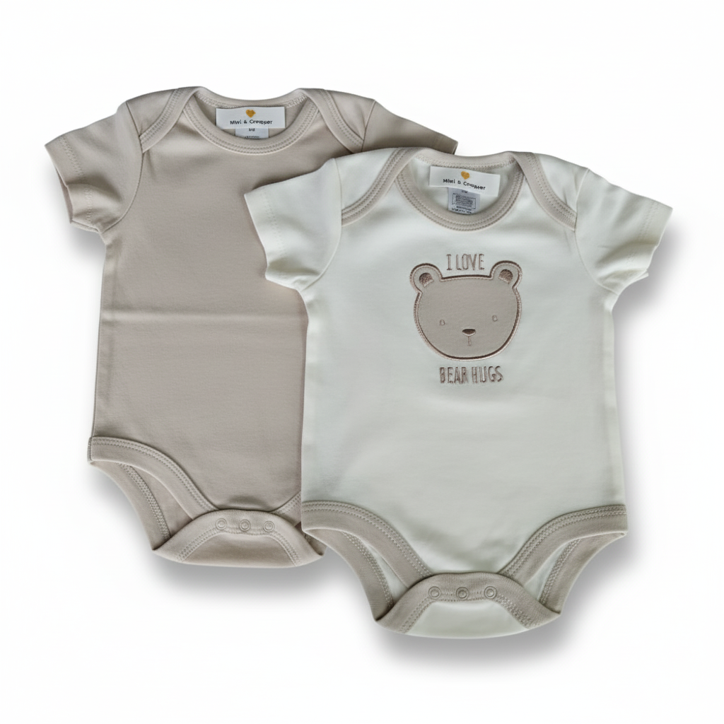 Lot de 2 bodies manches courtes mixte – Ourson