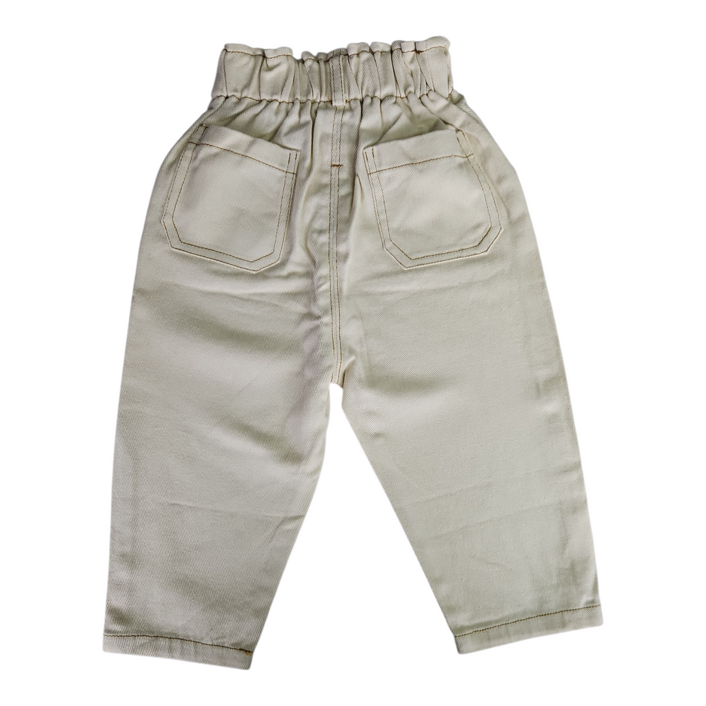 Pantalon large bébé en jean – Taille haute élastique & poches