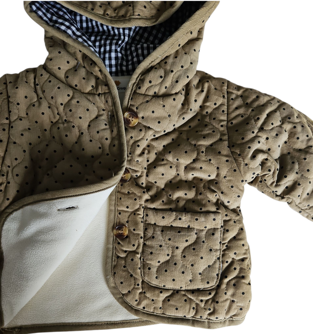 Veste d’hiver bébé mixte – Velours côtelé à pois – Doublure chaude