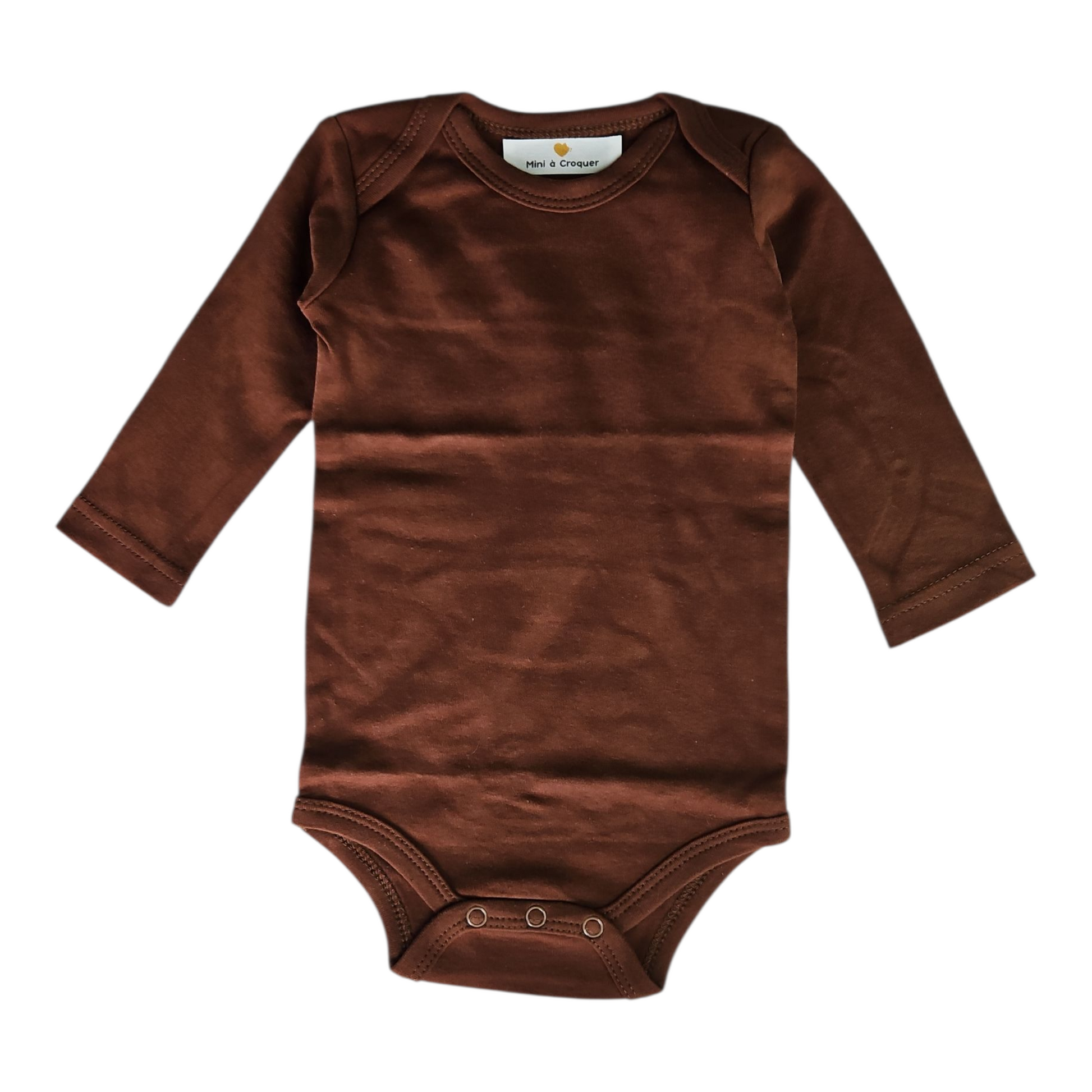 Lot de 2 bodies 100% coton manches longues mixte – Ourson cache-cœur & Marron classique