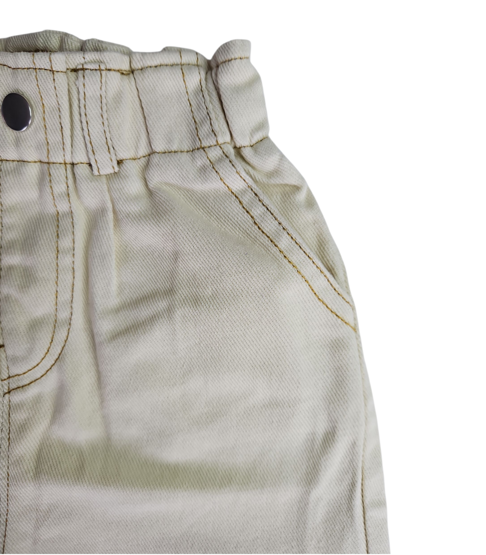 Pantalon large bébé en jean – Taille haute élastique & poches