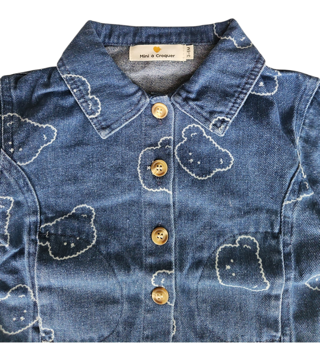 Veste en jean bébé mixte – Imprimé ourson