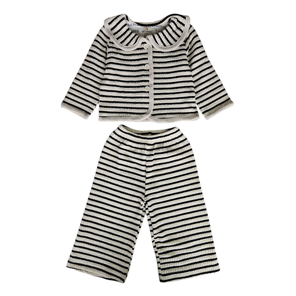 Ensemble bébé fille à rayures – Haut à boutons & pantalon élastique