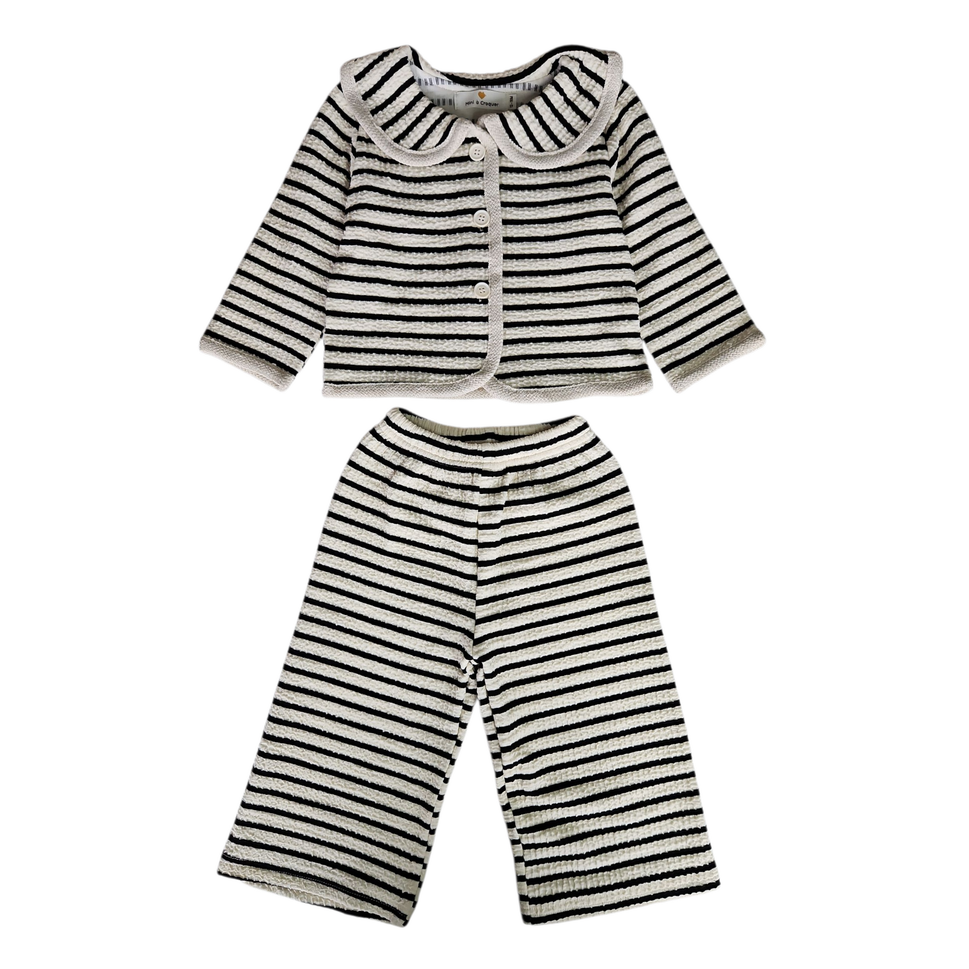 Ensemble bébé fille à rayures – Haut à boutons & pantalon élastique
