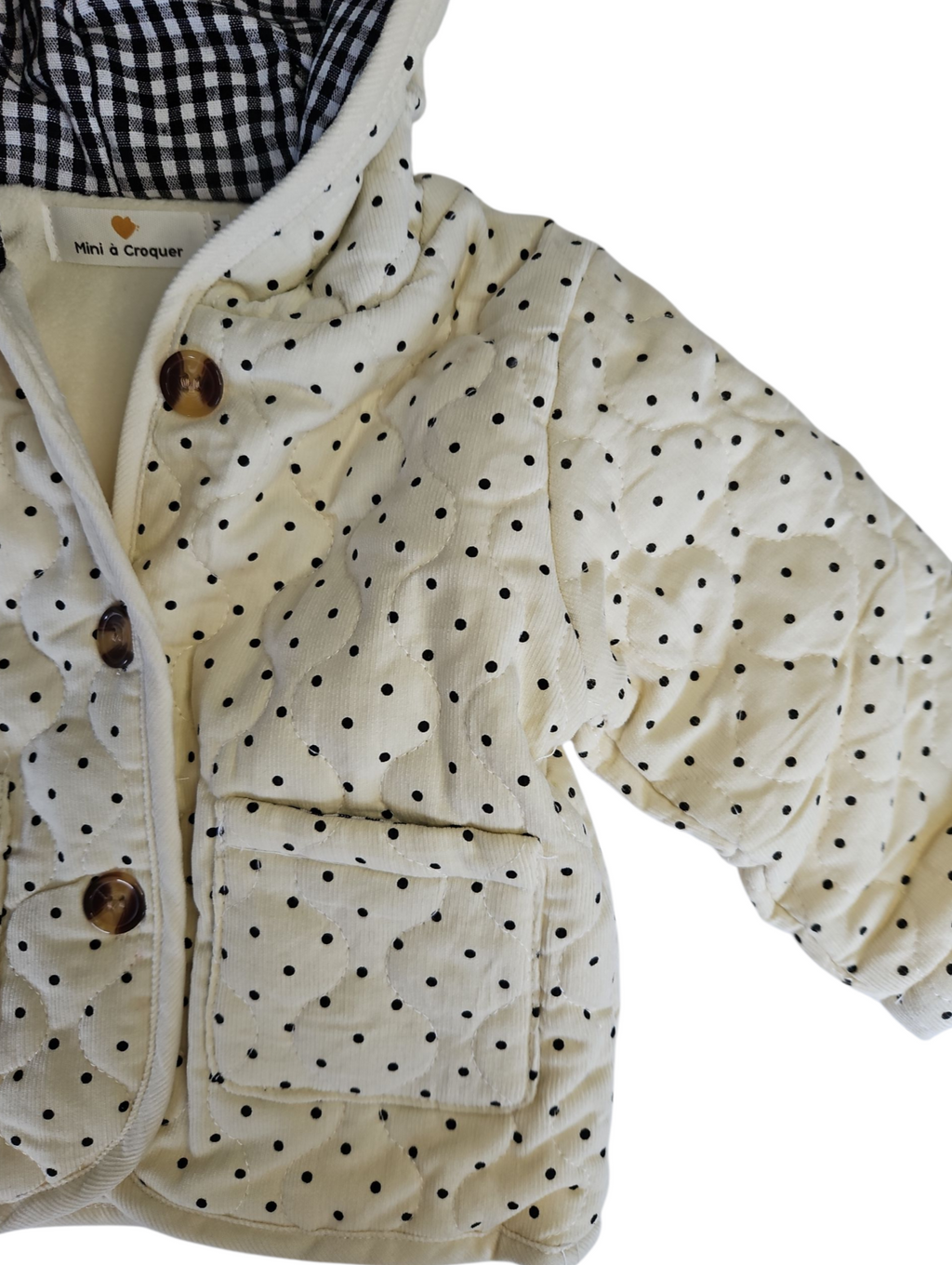 Veste d’hiver bébé mixte – Velours côtelé à pois – Doublure chaude