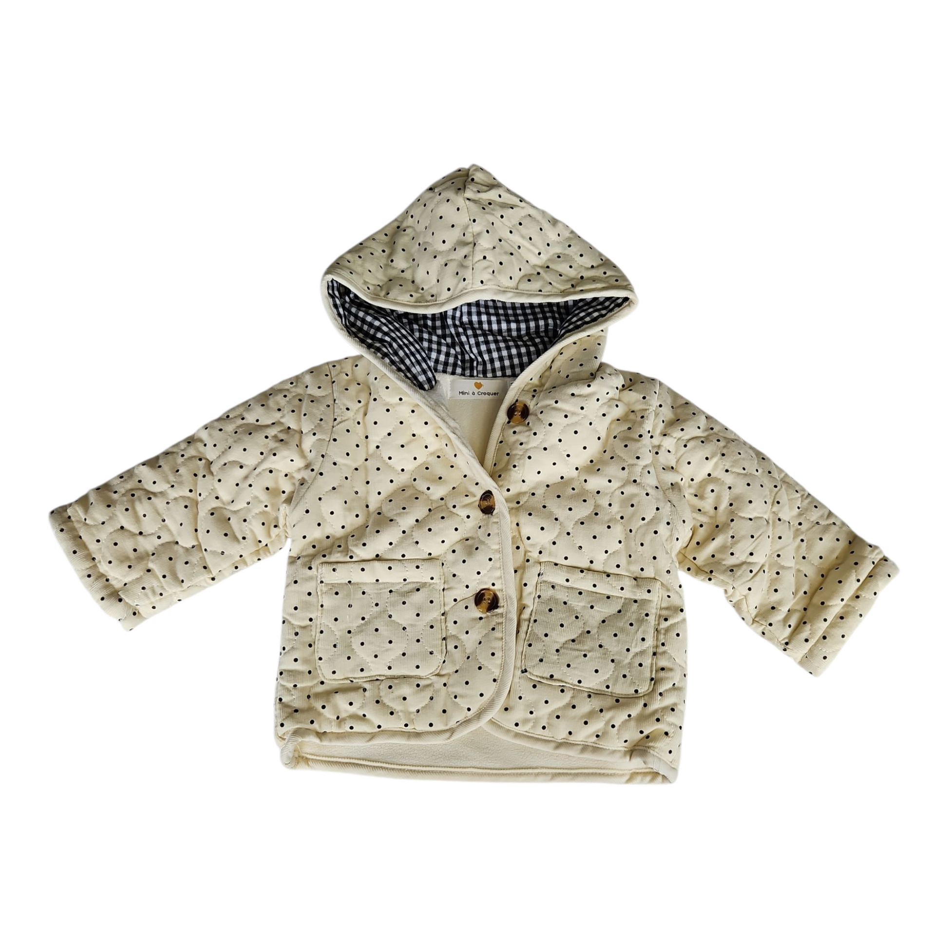 Veste d’hiver bébé mixte – Velours côtelé à pois – Doublure chaude