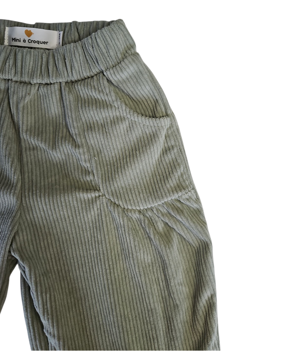 Pantalon bébé mixte velours côtelé – Taille élastique & poches