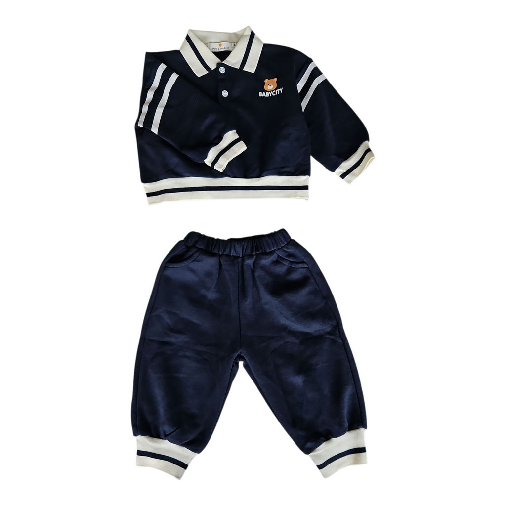 Ensemble bébé garçon en coton – Polo manches longues & jogging