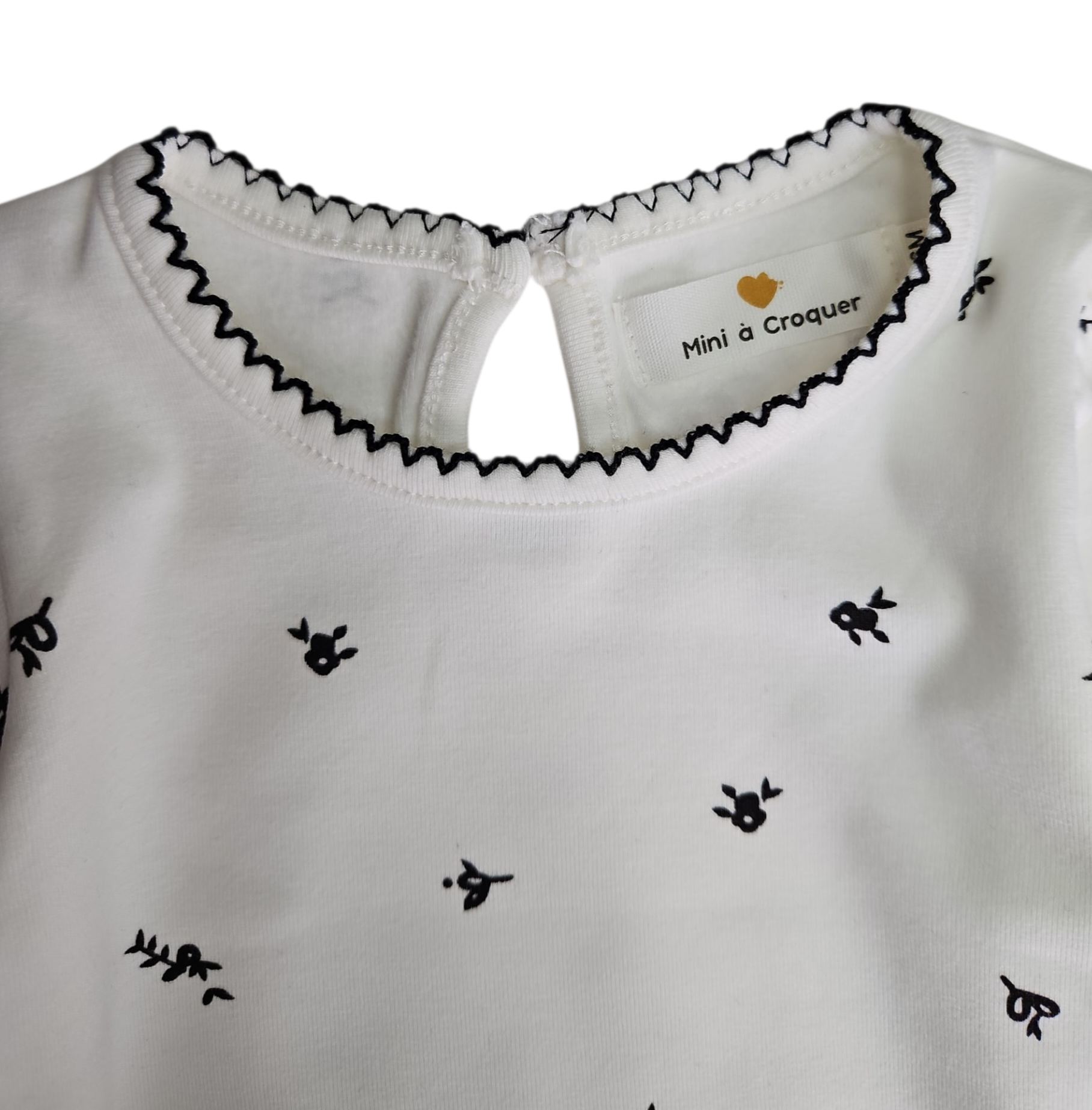 Haut bébé fille manches longues en coton – Motif fleuri