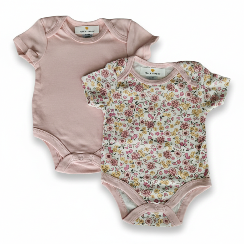 Lot de 2 bodies manches courtes bébé fille – Fleuris