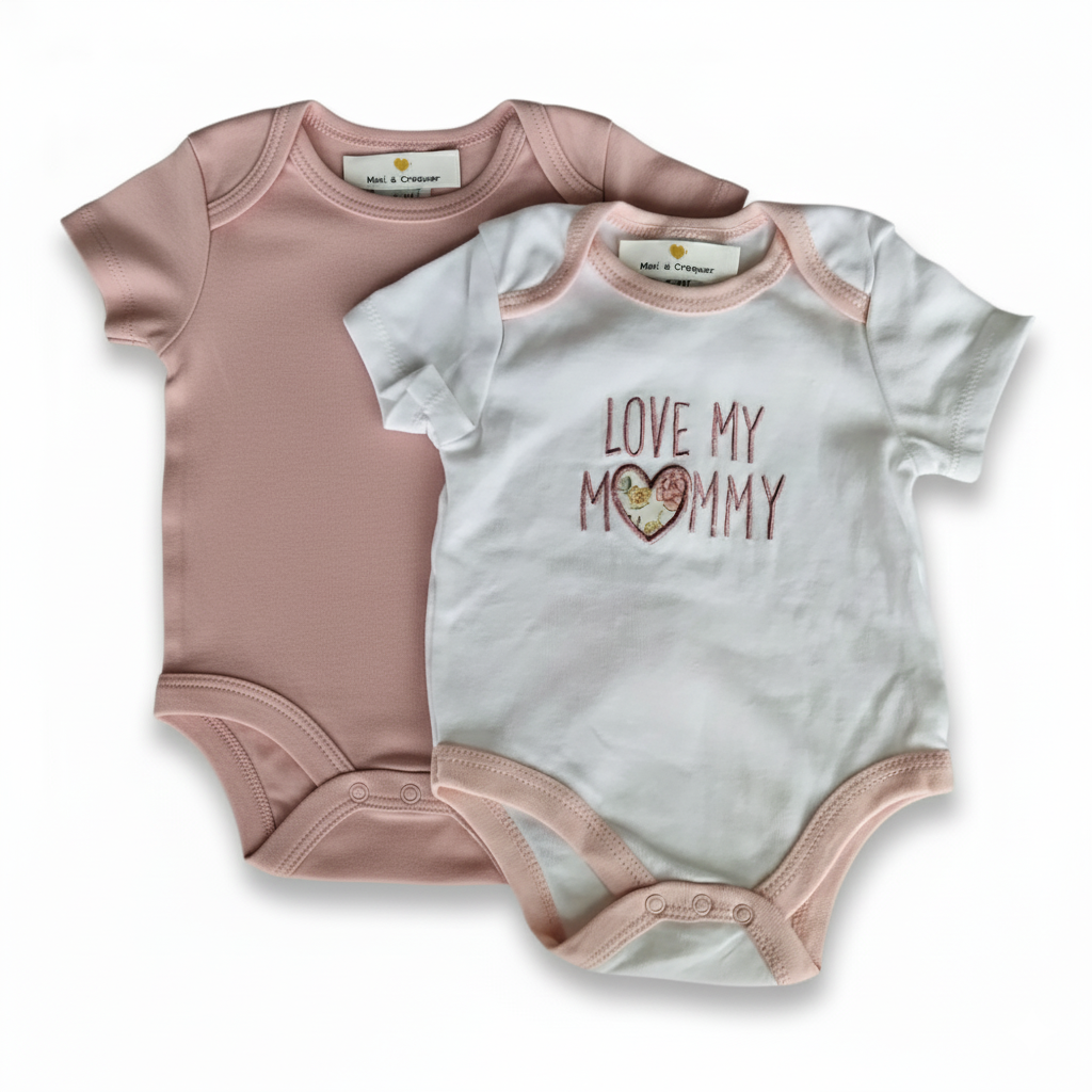 Lot de 2 bodies manches courtes bébé fille – Love