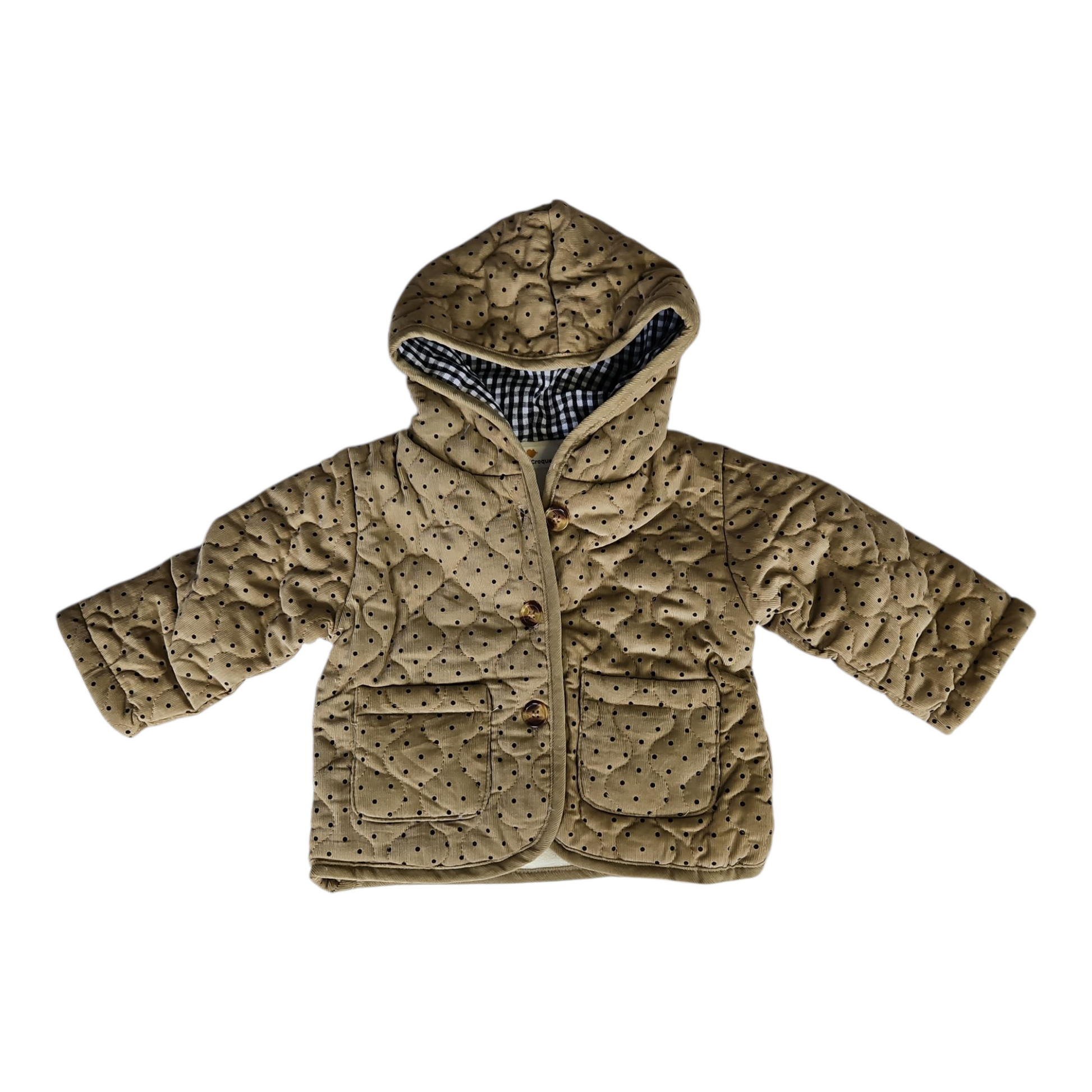 Veste d’hiver bébé mixte – Velours côtelé à pois – Doublure chaude