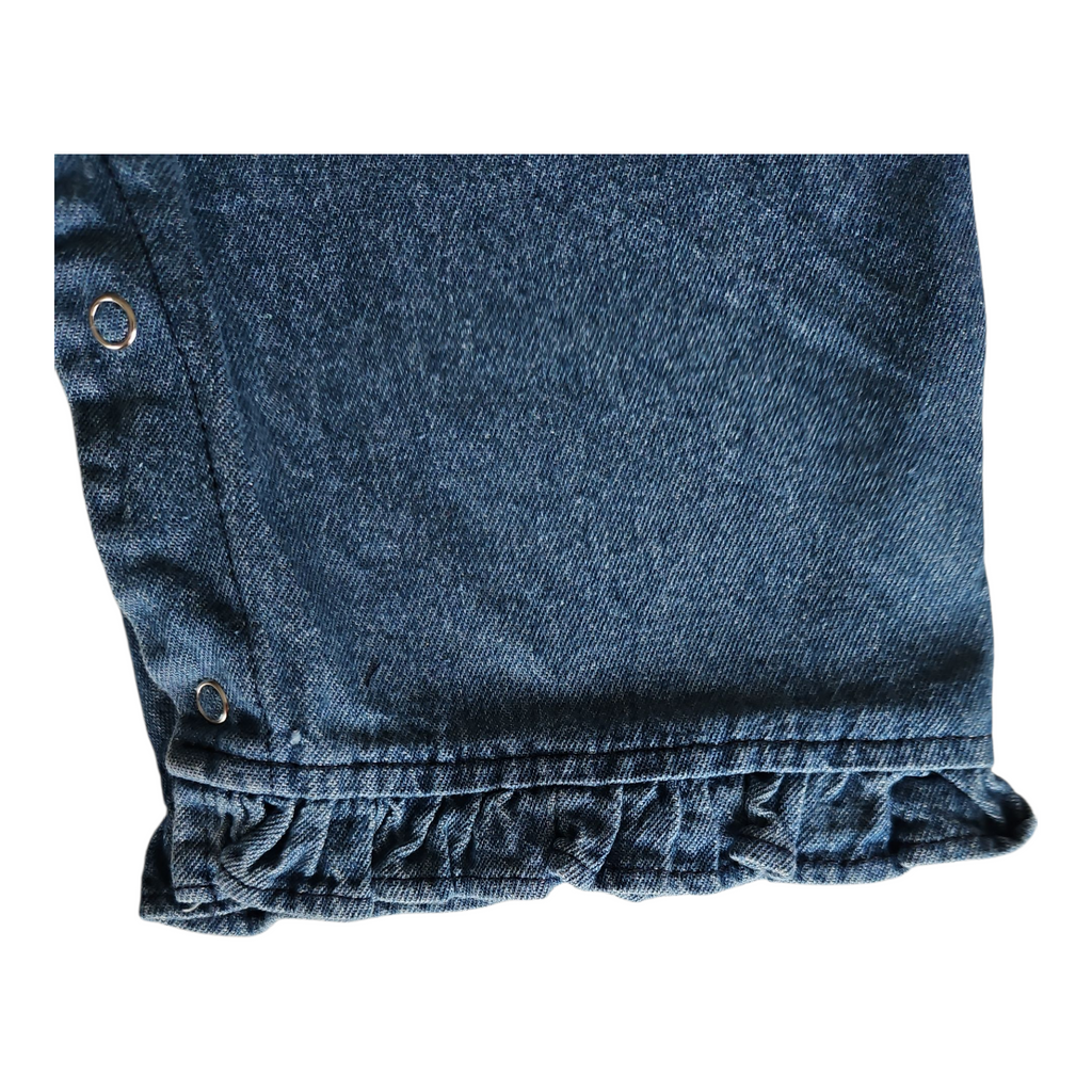 Ensemble bébé fille en coton denim – Boutons pression & froufrous chevilles