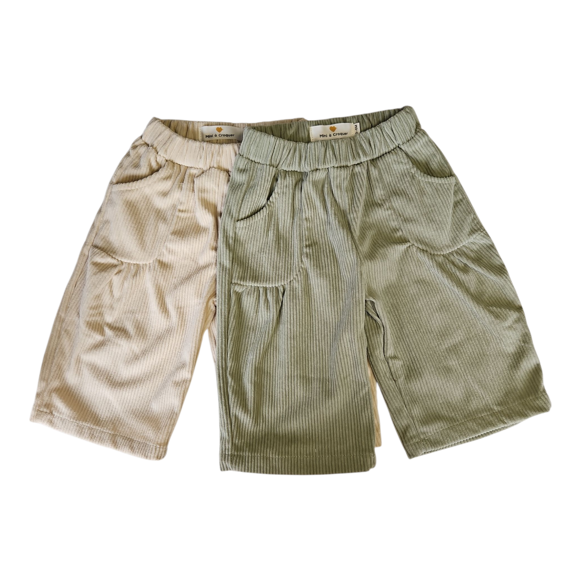 Pantalon bébé mixte velours côtelé – Taille élastique & poches