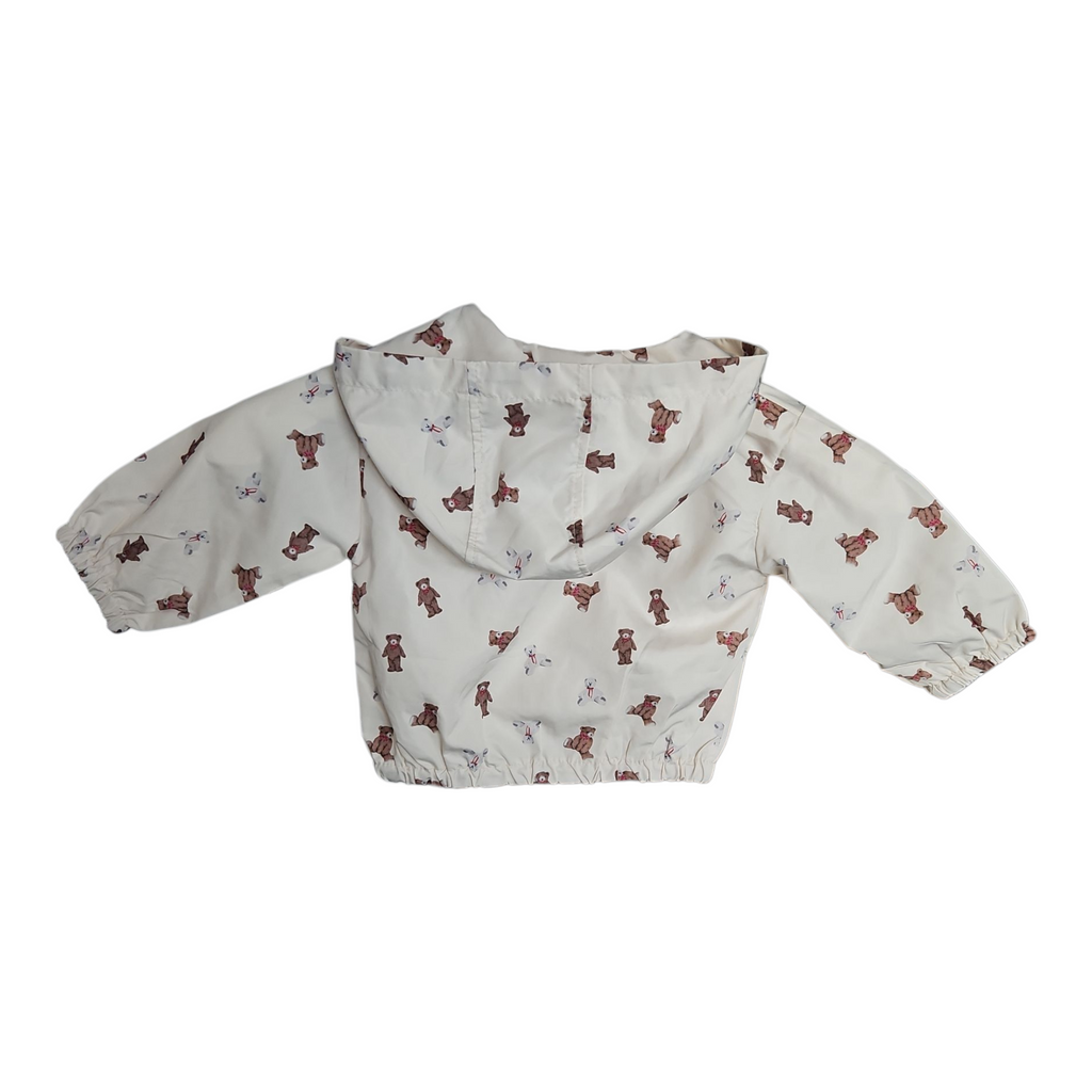 Imperméable fin bébé mixte – Blanc motif ourson – Capuche et fermeture zippée