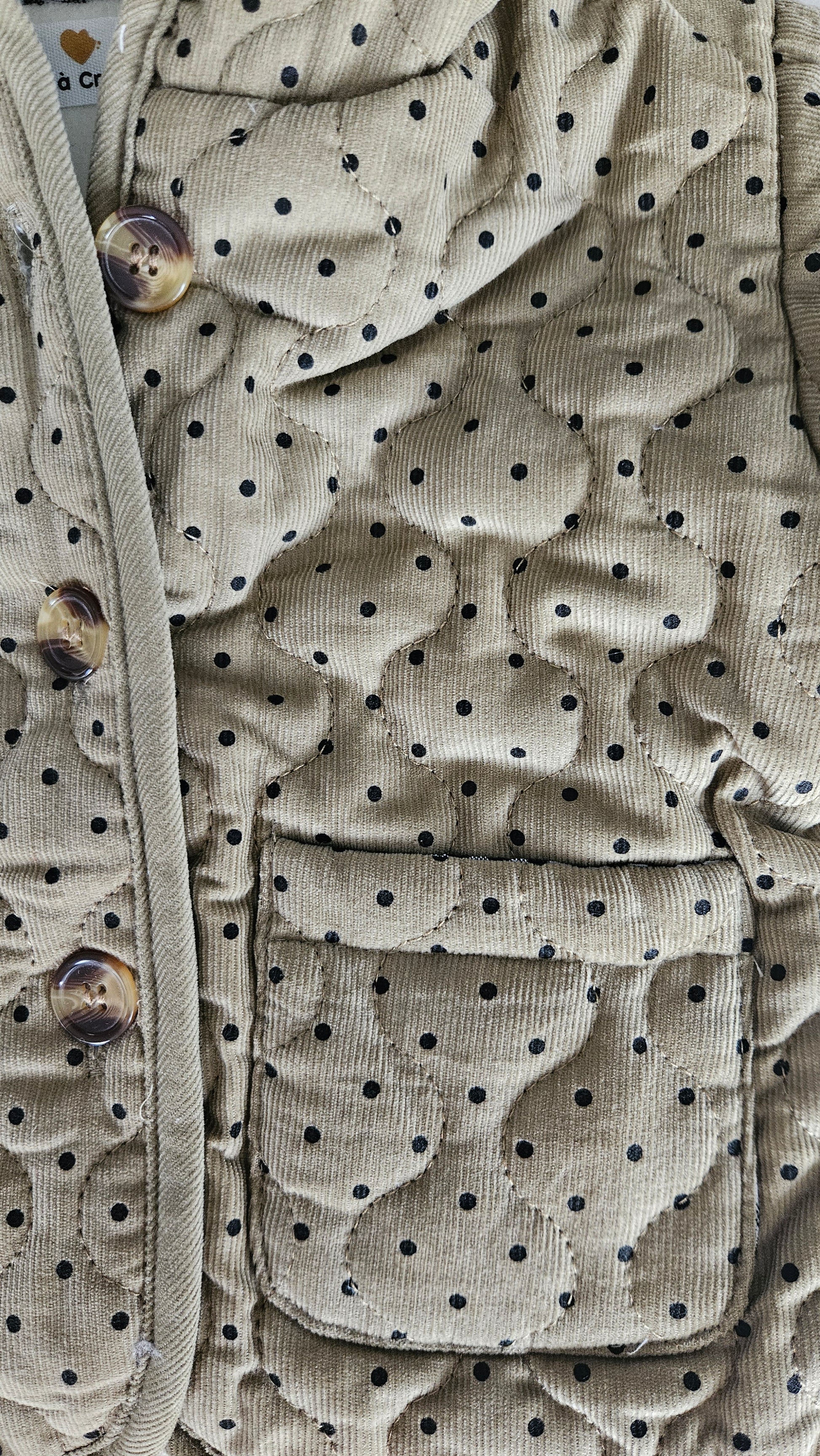 Veste d’hiver bébé mixte – Velours côtelé à pois – Doublure chaude