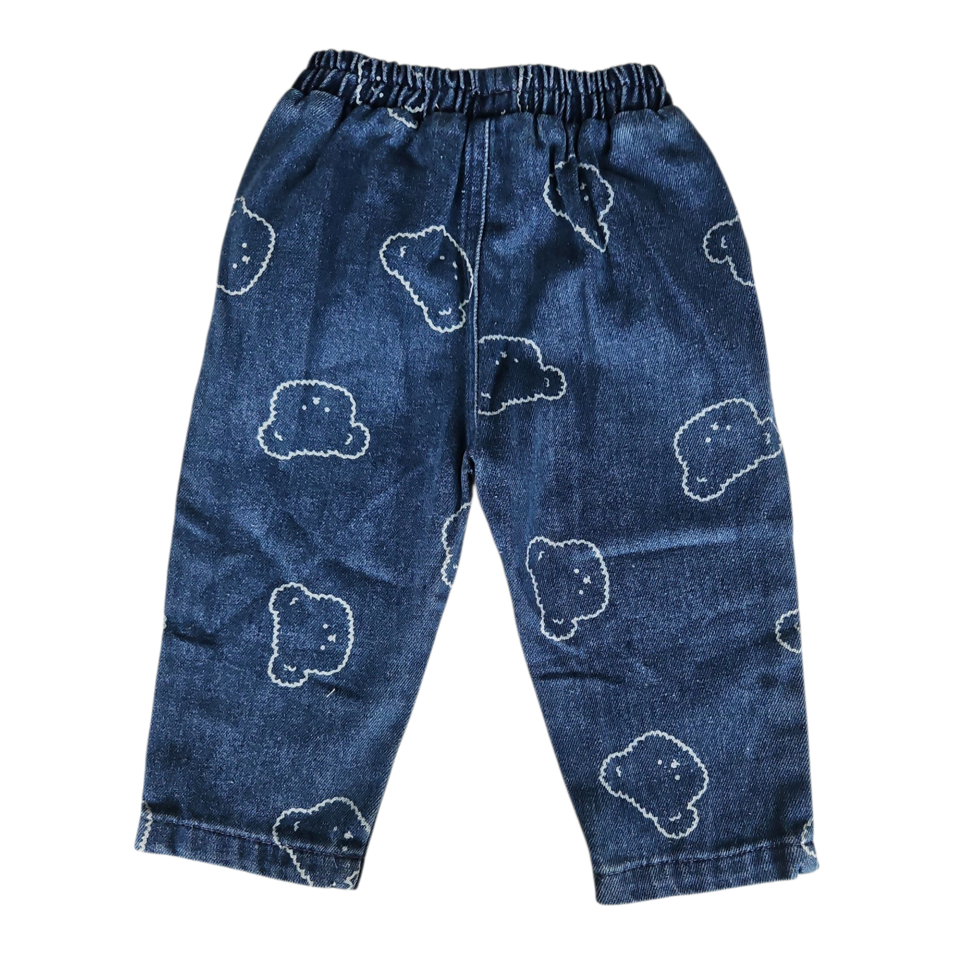 Pantalon en jean bébé mixte – Motif ourson – Ceinture élastique