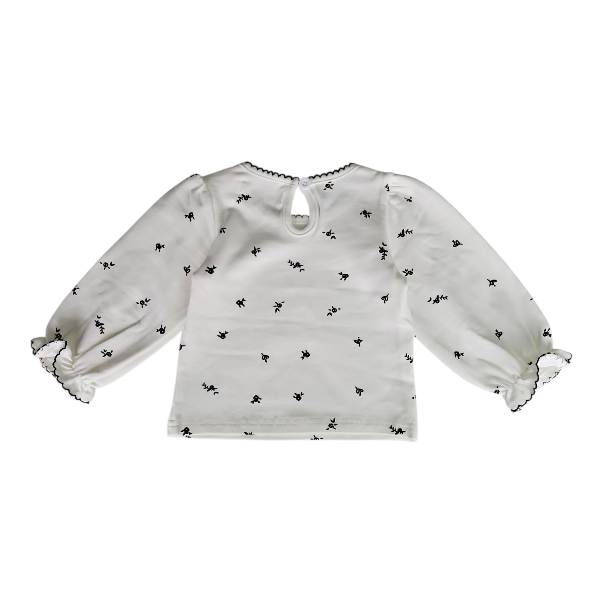 Haut bébé fille manches longues en coton – Motif fleuri