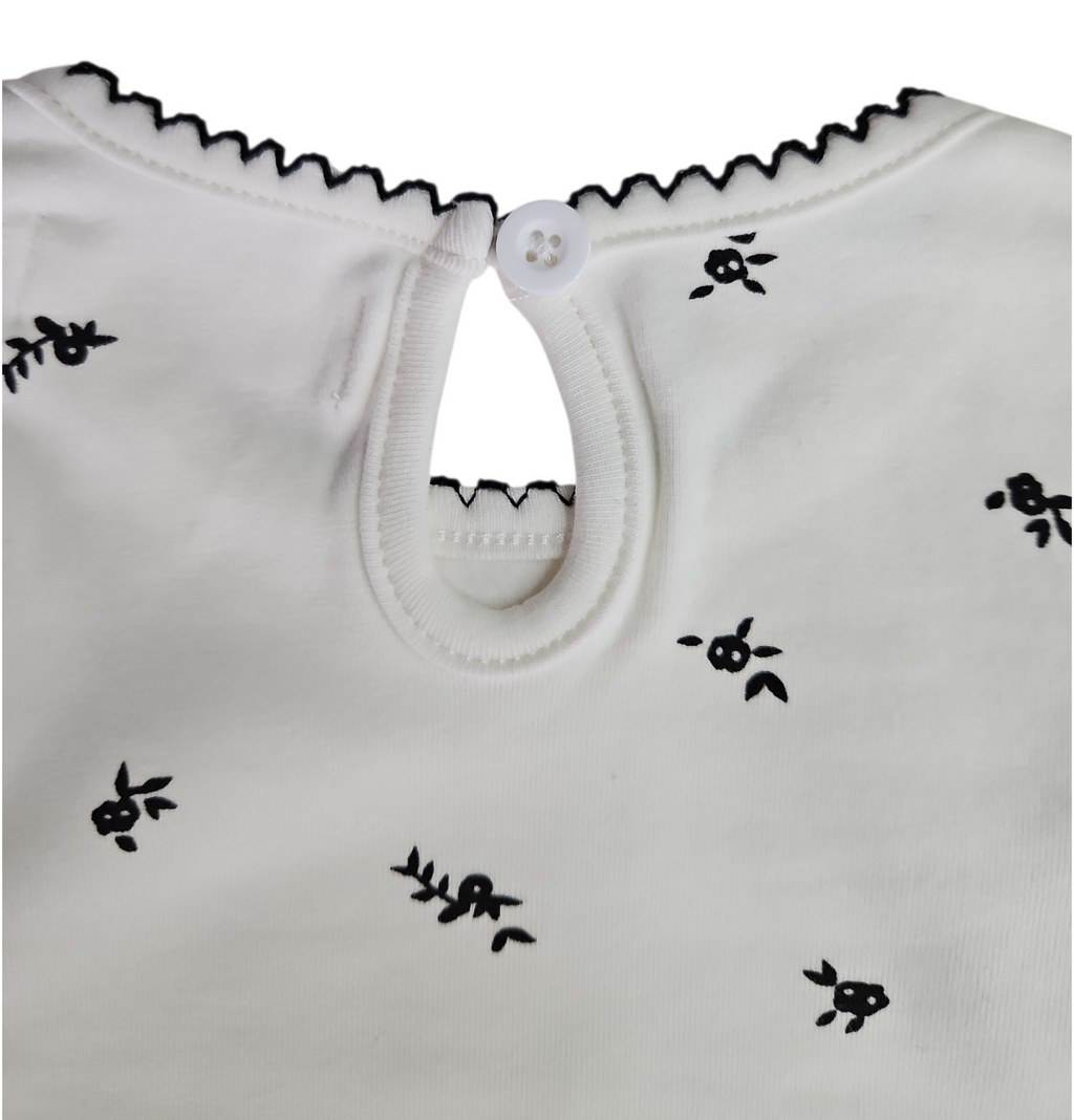 Haut bébé fille manches longues en coton – Motif fleuri