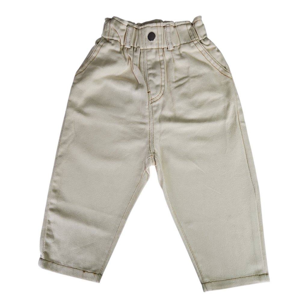 Pantalon large bébé en jean – Taille haute élastique & poches