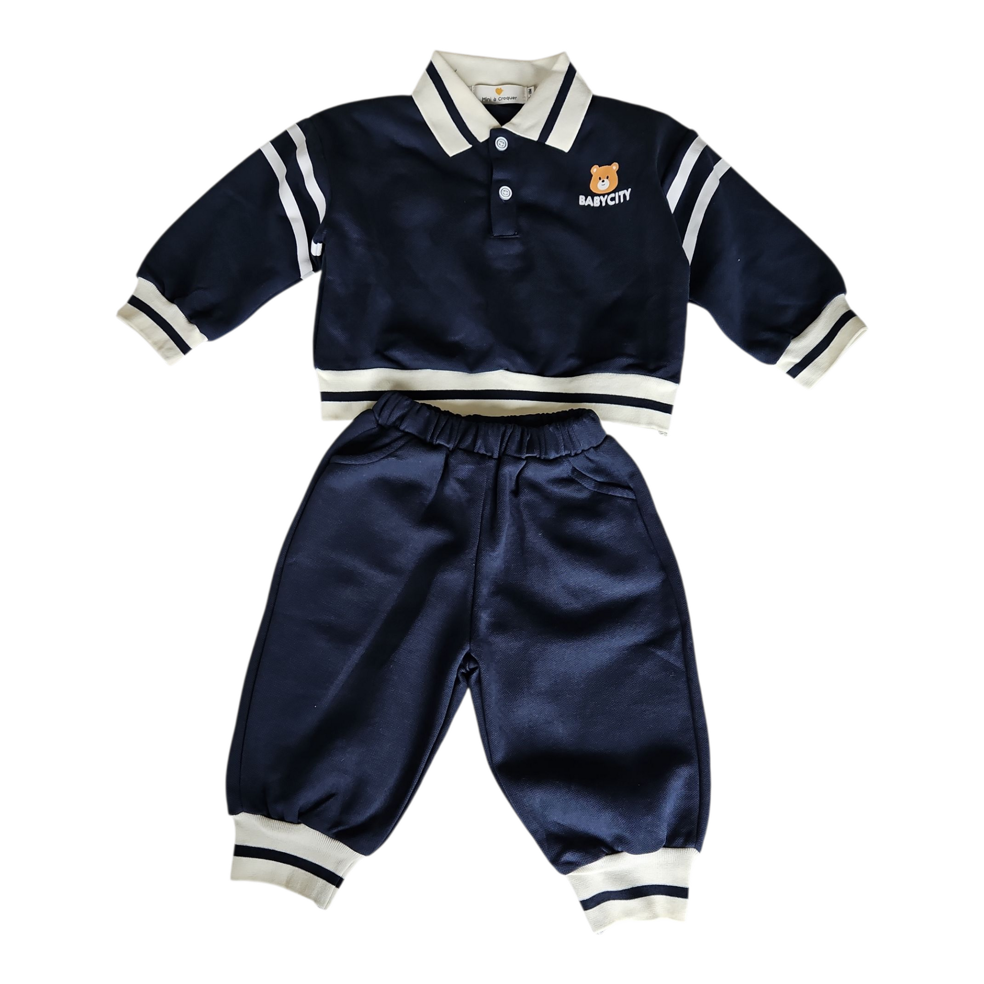 Ensemble bébé garçon en coton – Polo manches longues & jogging