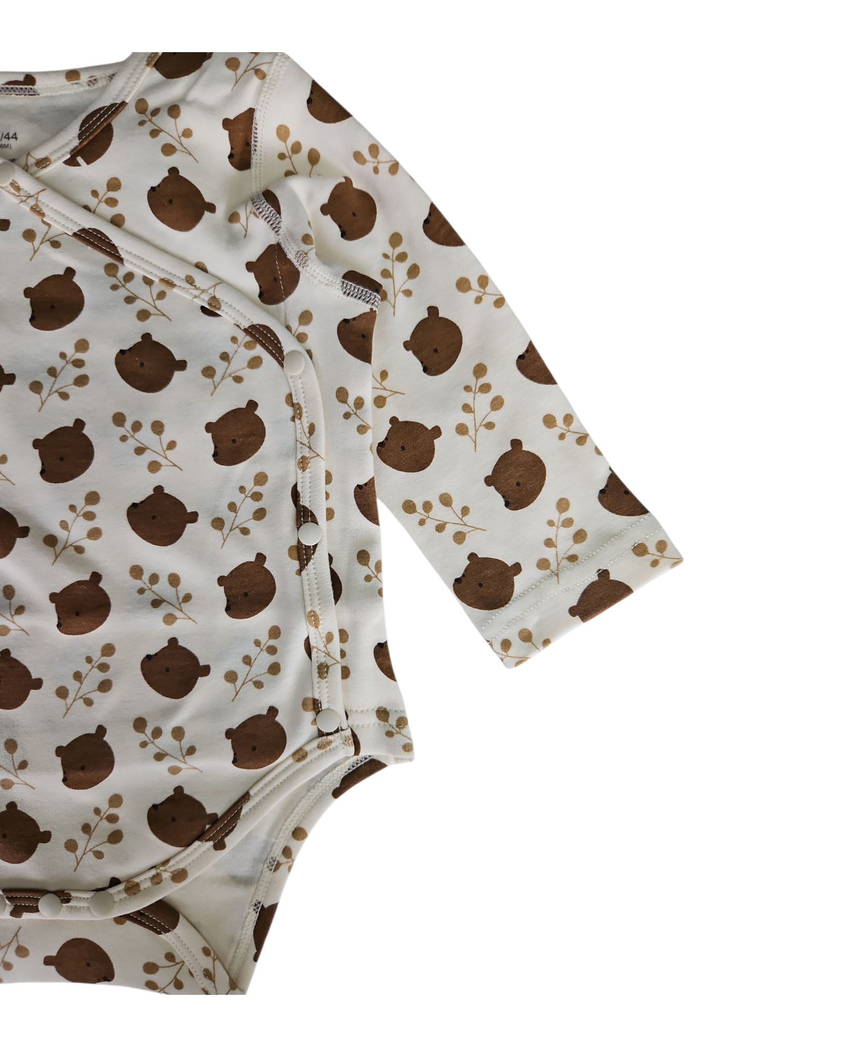 Lot de 2 bodies 100% coton manches longues mixte – Ourson cache-cœur & Marron classique